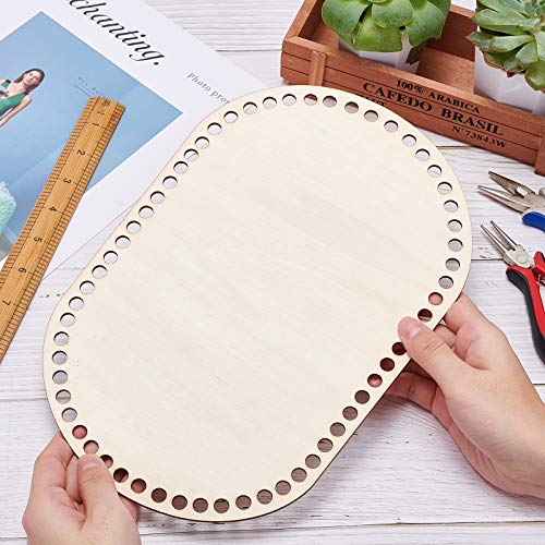 PH PandaHall Wooden Basket Bottom, 11.8 x 7.6 Inch Oval Wooden Base Shaper Blank Crochet Base for Thick Yarn DIY Knitting Basket Weaving Supplies PH PandaHall