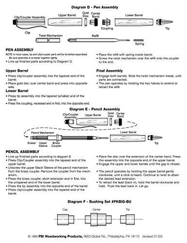 Penn State Industries PKBIGSS2 Big Ben Cigar Twist Ballpoint Pen Kit Starter Package Woodturning Project Penn State Industries
