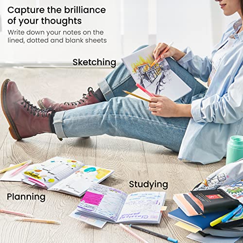 ARTEZA Pocket Notebooks, Set of 5, 5 x 8 Inches, 40 Sheets Each, Butterfly Designs, 2 Dotted, 2 Ruled, and 1 Blank Softcover Journal with Smooth ARTEZA