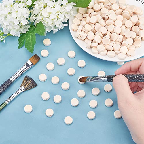 PandaHall 200pcs Natural Flat Wood Beads, 12.5mm(1/2 Inch) Wood Coin Beads Unfinished Round Wooden Slices Wooden Beads for Jewelry Craft Making PH PandaHall