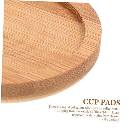 Zerodeko 6pcs Bamboo Coasters Teacup Coasters Blank Coasters Wooden Coasters for Drinks Table Top Tripod Beer Saucers Hot Drinks Pads Round Cup Mat Zerodeko