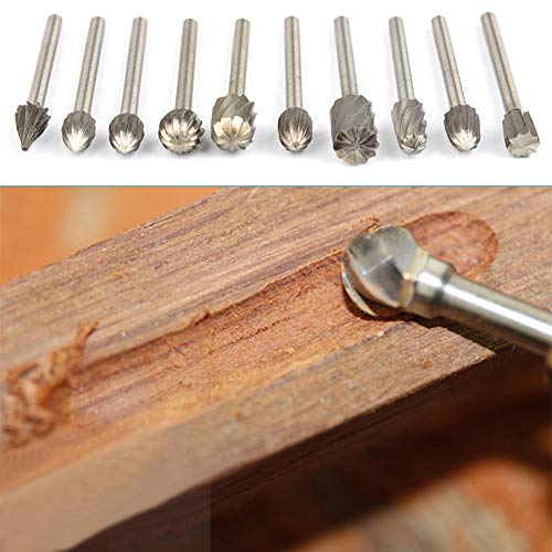 Tungsten Carbide HSS Rotary Burr Set - APlus 20pcs Wood Carving Drill Bits Set with 3mm 1/8 inch Shank for DIY Woodworking, Carving, Engraving, APlus