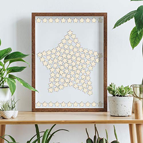 Coopay 600 Pieces Unfinished Wooden Star Blank Natural Wood Slices Wooden Cutout Tiles for DIY Crafts, Painting, Wedding, and Home Decoration, 1 Inch Coopay
