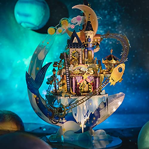 MU 3D Palace Metal Puzzles for Adults Starlit Amusement Park, DIY Model Kits Block Building Landscape Architecture Jigsaw, Birthday New Year Gift MU