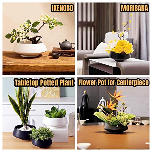 Eggone Ceramic Flower Pot Flower Arrangement Set Japanese Ikebana Floral Art Supplies Flower Bowl Decorative Flower Vase for Centerpieces (Medium Eggone