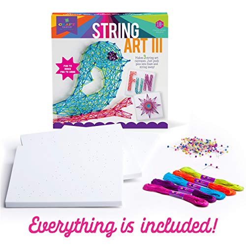 Craft-tastic DIY String Art – Craft Kit for Kids – Everything Included For 3 Fun Arts & Crafts Projects – Bird Series Craft-tastic
