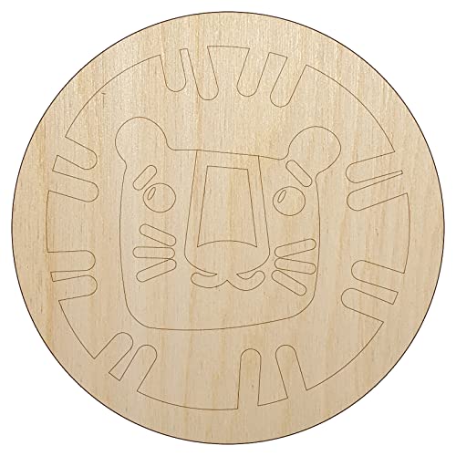 Lion Face Doodle Unfinished Wood Shape Piece Cutout for DIY Craft Projects - 1/8 Inch Thick - 6.25 Inch Size Sniggle Sloth