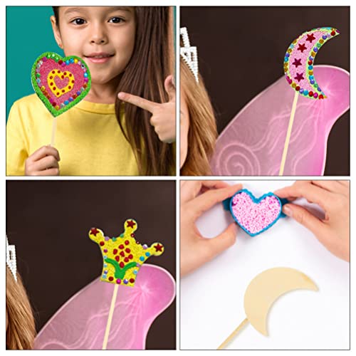 Toyvian Craft Supplies 12PCS Princess Fairy Wands Kit, Wooden Fairy Wands, Unfinished Wooden DIY Fairy Sticks Crafts Adorable Moon Wand for Girls Toyvian