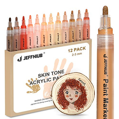 YOOHO Skin Tone Acrylic Paint Pens, Paint Markers for Wood,Glass,Fabric,Rocks Painting Paint Pens (2mm skin tone)