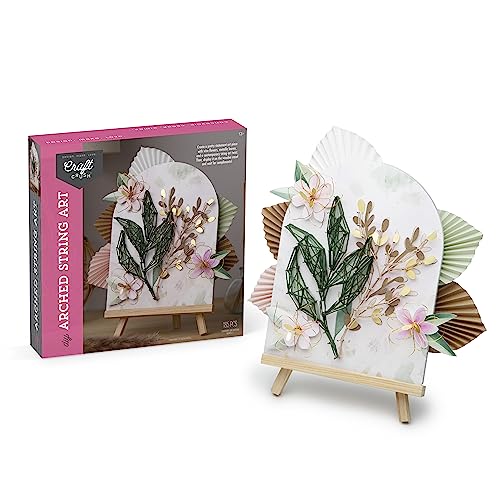 Craft Crush DIY String Art Craft Kit - Floral Interior Design DIY Activity for Teens & Adults - Complete String Art Kit with Embroidery Thread, Foam Craft Crush