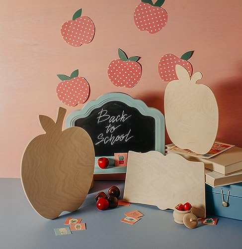 Large Wooden Apple Cutouts 8.5 x 9.5 Inch, Pack of 3 Unfinished Wooden Apple Cutout Shapes by Woodpeckers Woodpeckers