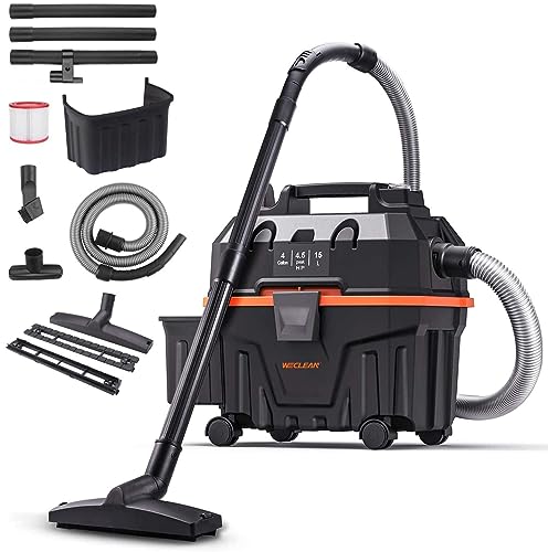 WECLEAN 4 Gallon 5.5 Peak HP Commercial Wet Dry Vacuum Cleaner Shop Vac for Outdoor Patio Wet & Dry Construction Shop Vac with Blower Gift for Father WECLEAN