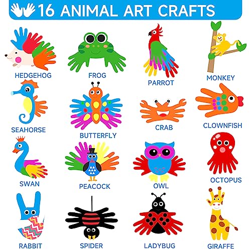HAPMARS Animal Paper Art Craft Kit for Kid, 16 pcs Make Your own Craft Projects for Boys Girls Kid Age 3 4 5 6 7 8, DIY Art Supplies Activities Party HAPMARS