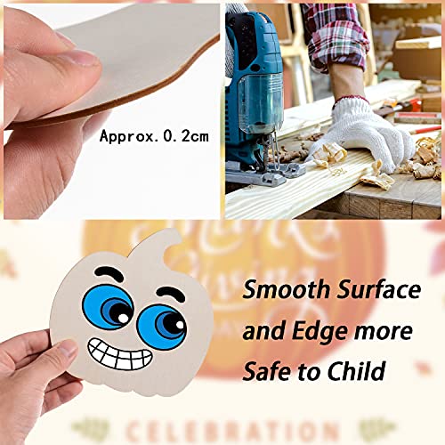 36 Pieces Unfinished Wood Pumpkin Cutout Shapes 6 Inch Pumpkin Wood DIY Crafts Cutouts for Halloween Fall Thanksgiving DIY Crafts MixTeach