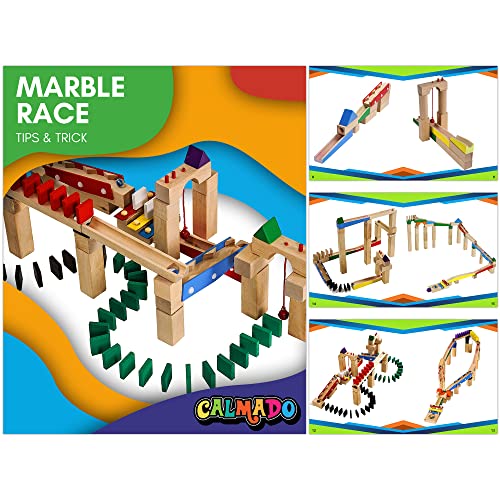 Calmado - 200 pcs Marble Run Wooden Set/Ball Track Set for Kids/Girls/Boys Made of Beech Wood + Bag + Instructions Calmado