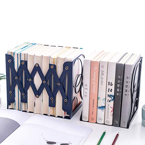 JIARI Adjustable Bookends Metal Book Ends Holder Shelf Heavy Duty Nonskid Bookend for Heavy Book (Round Black) JIARI