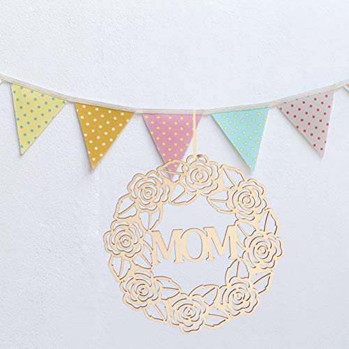 PartyKindom 10pcs Mother's Day Pendant Wooden Embellishments Mother s Day Party Decor Unfinished Wood Cutouts decoraciones para salas de casa Wreath PartyKindom