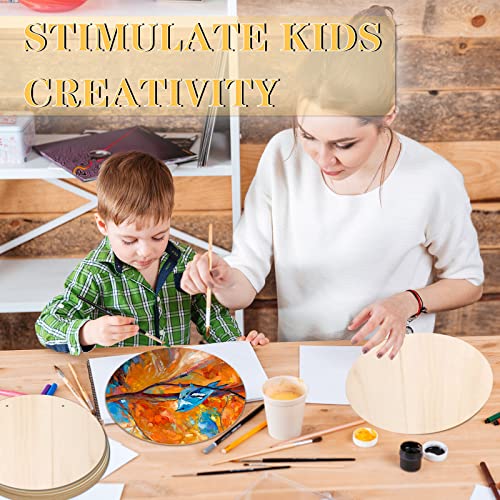 12 Inch Wood Circles for Crafts, 10Pcs Unfinished Wood Crafts with Holders, DIY Wood Rounds for Cricut Projects, Door Hanger, Wood Burning, Painting, Brmeday