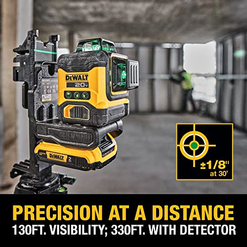 DEWALT 20V MAX Laser Level Kit, Cross Line Laser, 3x360, Green (DCLE34031D1) DEWALT