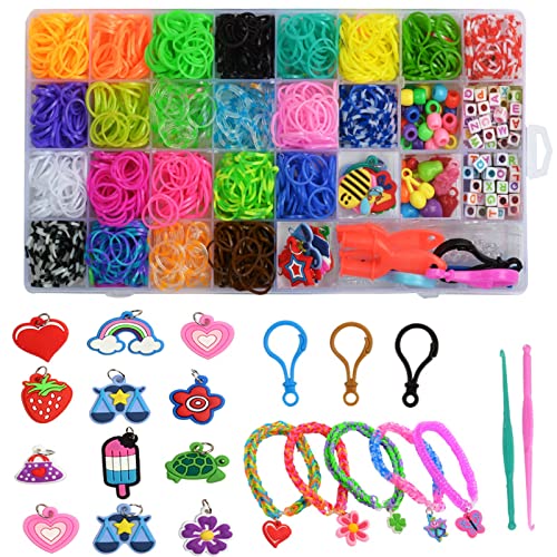 FUNZBO 15000+ Rubber Band Bracelet Kit - 28 Colors Rubber Band Bracelet Making Kit, Loom Bracelet Making Kit, Rubberband Bracelets Kit, Gifts for
