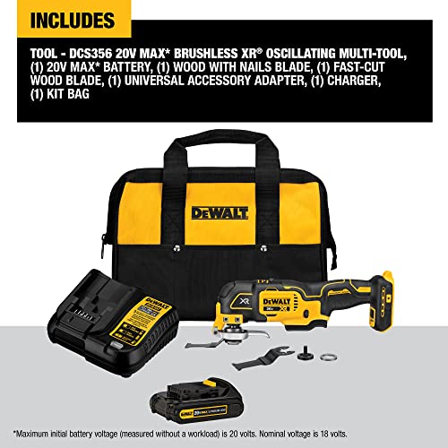 DEWALT 20V MAX* XR Oscillating Tool Kit, 3-Speed (DCS356C1) DEWALT