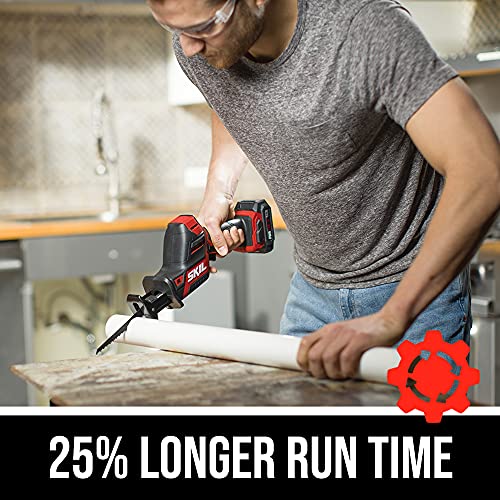 SKIL PWR CORE 12 Brushless 12V Compact Reciprocating Saw Kit, Includes 2.0Ah Lithium Battery and PWR JUMP Charger - RS582802 Skil