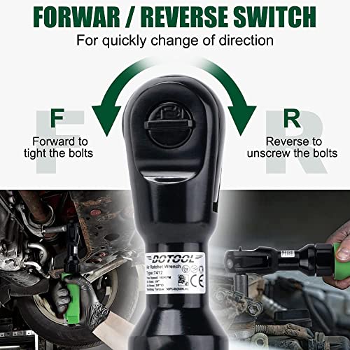 Dotool Air Impact Gun 1/2" Drive 880 ft-lbs with 3/8" Air Ratchet Wrench 50 ft-lbs Pneumatic Impact Wrenc 7800RPM Pneumatic Aluminum 160 RPM Dotool