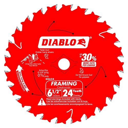 Freud D0624A Diablo 6-1/2-inch 24T ATB Perma-Shield Framing Saw Blades, 2-Pack Freud