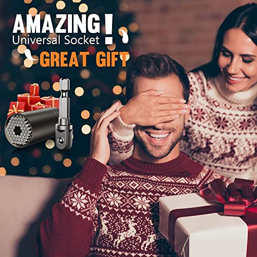 Super Universal Socket Gifts for Men - Tools Christmas Stocking Stuffers for Adults Grip Socket Set with Power Drill Adapter, Gadgets for Men Dad Him SOOFUN