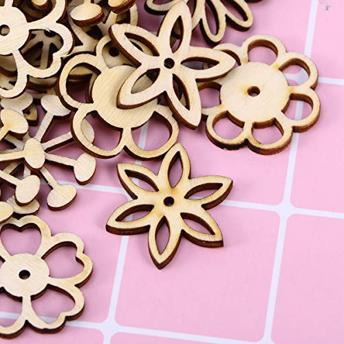 Artibetter 50pcs Flower Theme Mini Laser cuts Wood Shapes (Mixed Pattern) ARTIBETTER