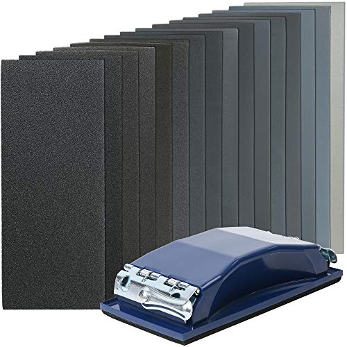 LotFancy Sandpaper 60 to 5000 Grit, 108PCS 9 x 3.6” Dry Wet Sand Paper with Sanding Block, Silicon Carbide Sanding Sheet Assortment, for Automotive LotFancy
