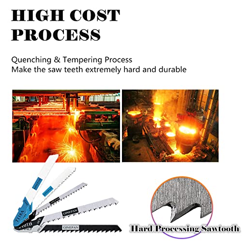 20PCS T Shank Jigsaw Blades Tool for Wood Plastic Metal Compatible with 90% Power Jig Saws Such as Bosch DEWALT RYOBI One+ Makita SKIL Black+Decker GINEPAN