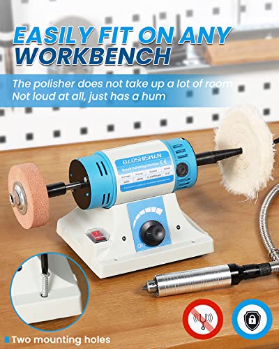BAOSHISHAN Jewelry Polisher, Bench Buffer Polishing Machine with Accessories, Multi-Function Benchtop Polisher Grinder, 110V for Jewelry, Wood, BAOSHISHAN