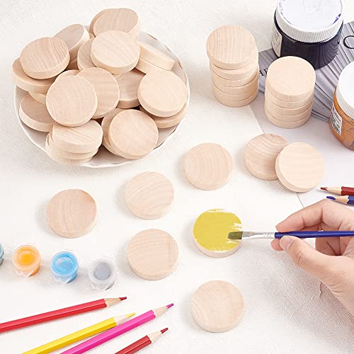 OLYCRAFT 50Pcs Unfinished Natural Wood Slices Burlywood Wooden Round Pieces 1.5 inch Blank Natural Wood Circle Cutouts Wood Blank Circles for DIY OLYCRAFT