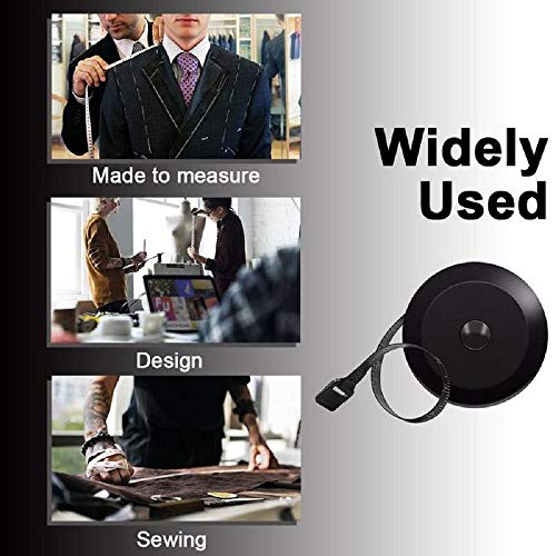 GDMINLO Soft Tape Measuring for Body Fabric Sewing Tailor Cloth Knitting Craft Weight Loss Measurements Retractable Black Dual Sided Tape Measure 1 GDMINLO