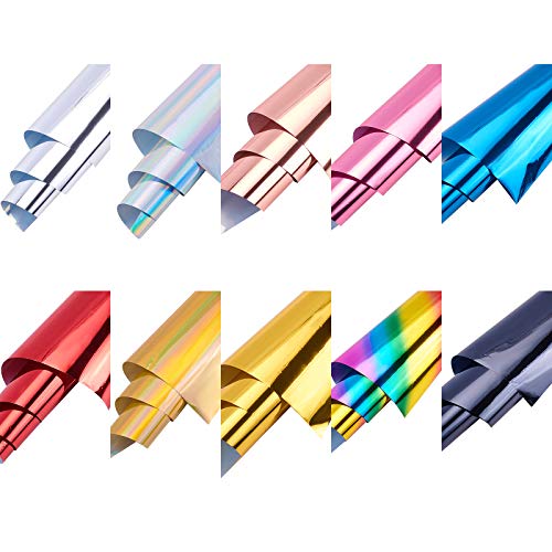 SUPERFINDINGS 60pcs 10 Color Reactive Foil Transfer Foil Paper 11.4x7.3inch A4 Hot Foil Paper Rolls for DIY Craft Embossing Scrapbooking Cards Making SUPERFINDINGS