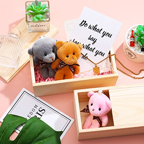 3 Pieces 7.87 x 3.94 x 3.15 Inch Unfinished Wood Box with Sliding Lid, Small Wooden Storage Crates Container Empty Gift Boxes Pencil Box for Crafts Blulu