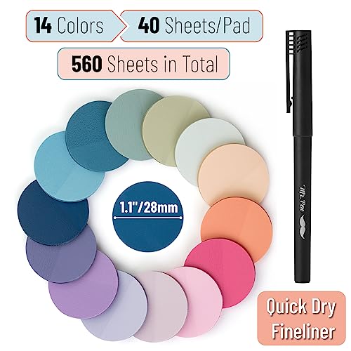 Mr. Pen- Transparent Sticky Notes, 560 Pcs, Pastel Colors, Round Translucent Sticky Notes, Sticky Note Tabs, Pastel Sticky Notes, See Through Sticky Mr. Pen