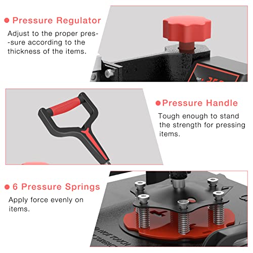 OIIEE Heat Press Machine 5 in 1 Combo Heat Press 12 x 15 Inch Heat Transfer Machine 360-Degree Swing Away Digital Shirt Printing Multifunction Heat oiiee