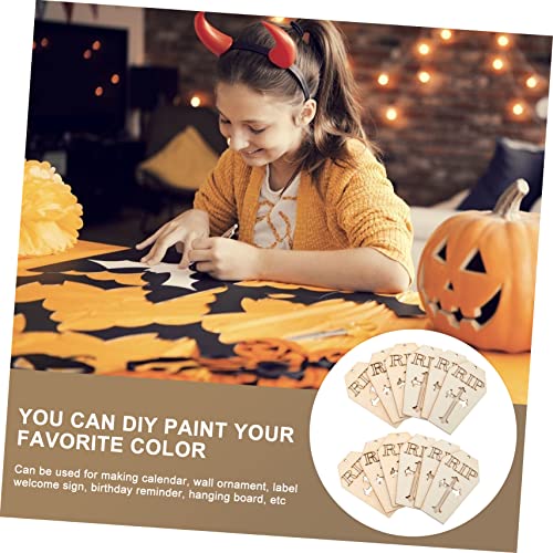 Happyyami 50pcs Ghost Festival Sign Unfinished Wood Chips Unfinished Wood Cutout Halloween Coffin Cutoutcs Halloween Coffin Slices Rip Coffin Wood Happyyami