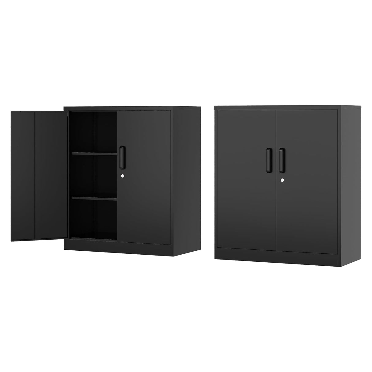 Fesbos Metal Storage Cabinet-36” Tall Steel File Cabinets with Lockable Doors and Adjustable Shelves-Black Steel Storage Cabinet for Home, School, Fesbos
