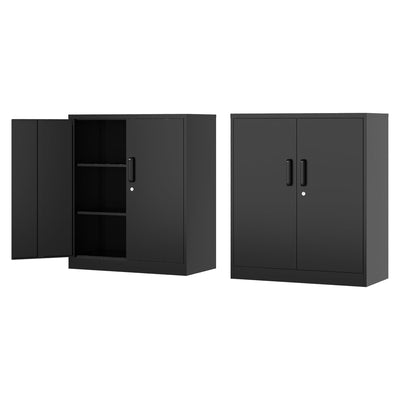 Fesbos Metal Storage Cabinet-36” Tall Steel File Cabinets with Lockable Doors and Adjustable Shelves-Black Steel Storage Cabinet for Home, School,