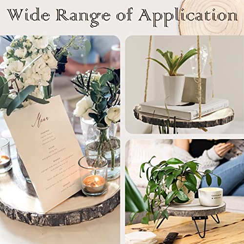 ZOCONE Large Wood Slices 4 Pcs 11-13 Inches Unfinished Wood Rounds, Natural Paulownia Wood Slices for Centerpieces, Wood Pieces Decoration with Bark, ZOCONE