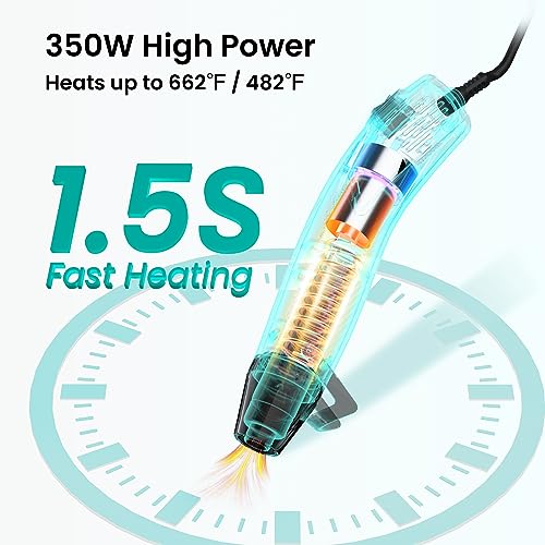 Resiners Heat Gun for Crafts, Mini Dual Temp Hot Air Gun Tool for Epoxy Resin, 3 Nozzles, 350W 662℉ (350℃) Fast Heat, Bubble Remove,DIY Glitter Resiners