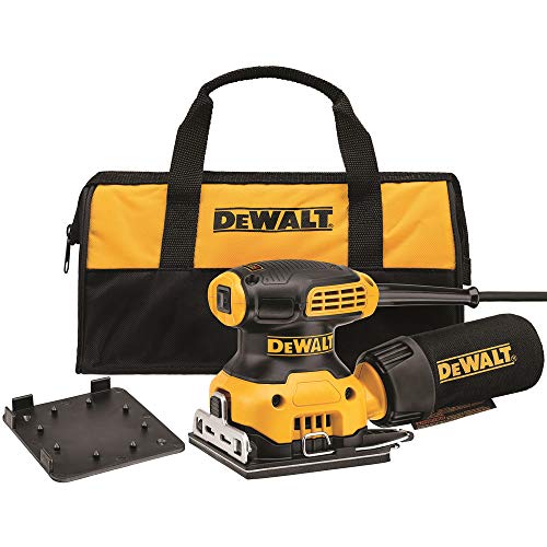 DEWALT Palm Sander, 1/4-Inch, 2.3 Amp, 14,000 OPM, Storage Bag Included, Corded (DWE6411K), Yellow DEWALT