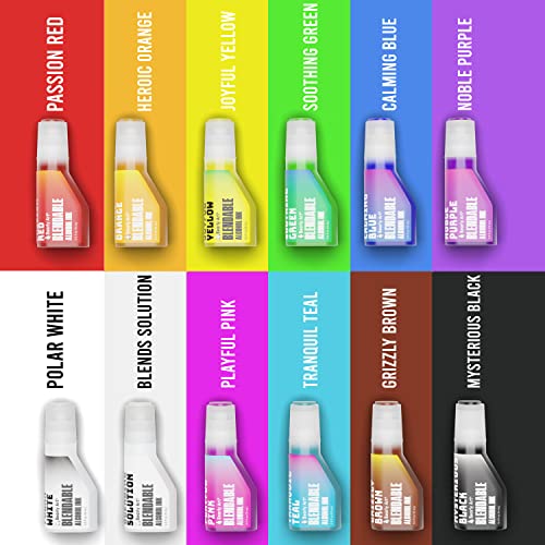 Bearly Art Alcohol Ink - The Colorful Collection - Blendable Rainbow Alcohol Inks Set - 0.5 fl oz (15 ml) Bottles - 12 Colorful Colors - Includes Bearly Art