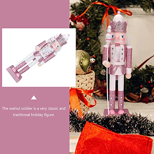 SEWACC Christmas Nutcracker Wooden Nutcracker Ornaments Christmas Decoration Unfinished Nutcracker Figurines Puppet (Pink) SEWACC