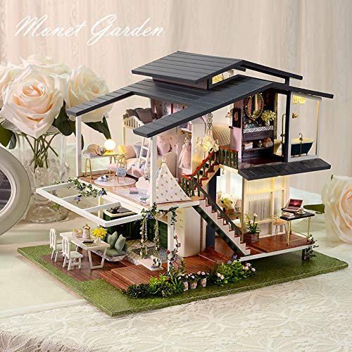 GuDoQi DIY Miniature Dollhouse Kit, Tiny House kit with Music, Miniature House Kit 1:24 Scale Monet Garden, Great Handmade Crafts Gift for Birthday GuDoQi