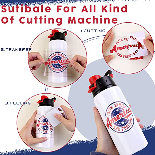 Tintnut American Flag Permanent Vinyl - 10 Sheets 12"x10", USA Flag Patriot Adhesive Vinyl, Independence Day Pattern Self Sticker Waterproof Vinyl Tintnut