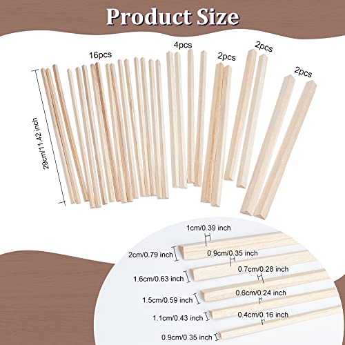 OLYCRAFT 26Pcs Triangle Wood Sticks 5 Sizes Unfinished Wooden Strips Triangle Dowels Strips Wooden Triangle Dowel Rod Natural Wood Triangle Sticks OLYCRAFT